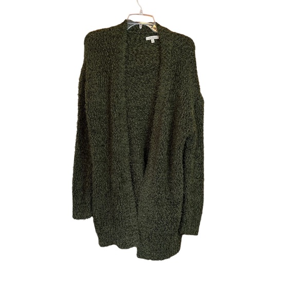 Wonderly Sweaters - Wonderly Green Fuzzy Eyelash Knit Open Front Tie Belt Cardigan Sweater Women's M